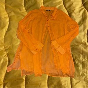 NWOT boohoo 100% cotton button down shirt orange